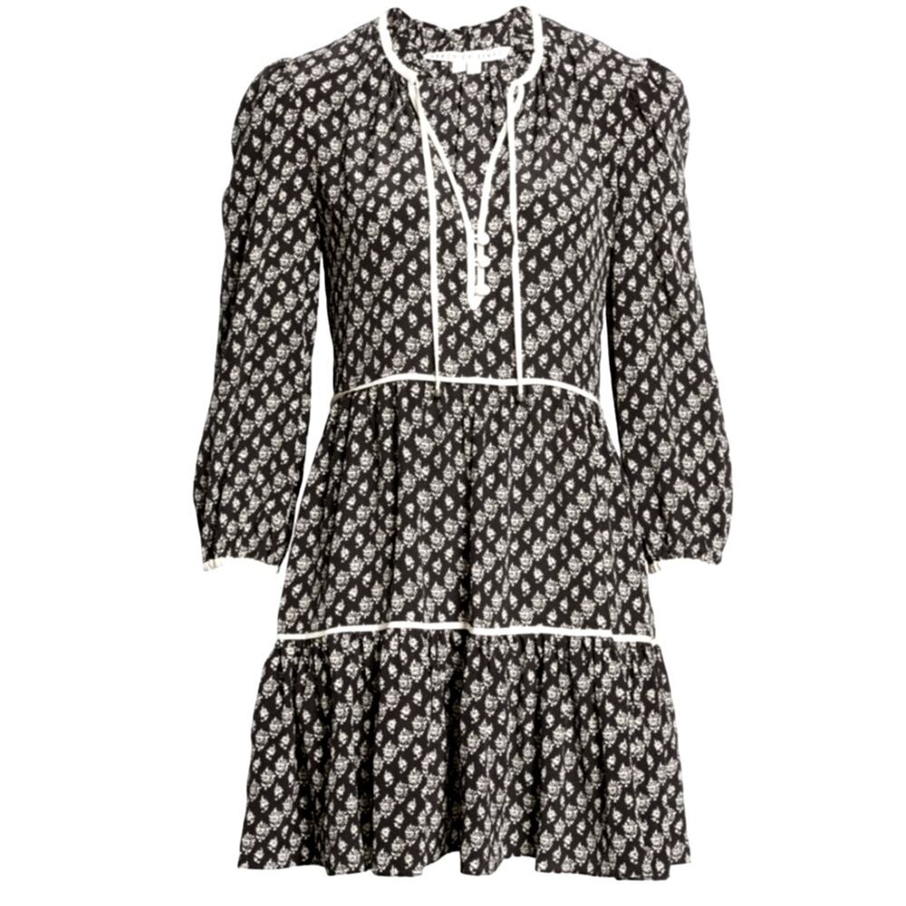 VERONICA BEARD Black Floral Silk Mini Dress Sz 0 ASO TV Kelsey Peters in Younger